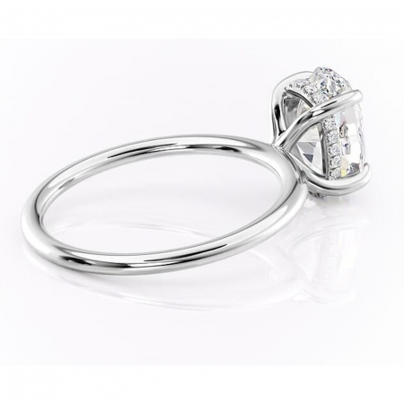 Inel de logodnă Genevieve din aur Alb 14kt cu moissanite tăietură ovală – Solitar rafinată pentru profil înalt | Personalizează și configurează gratuit online [2]