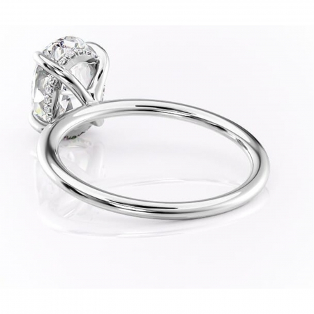 Inel de logodnă Genevieve din aur Alb 14kt cu moissanite tăietură ovală – Solitar rafinată pentru profil înalt | Personalizează și configurează gratuit online [3]