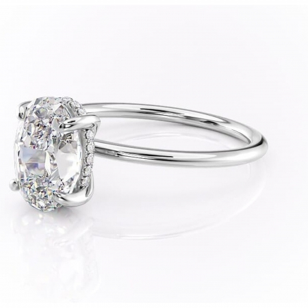 Inel de logodnă Genevieve din aur Alb 14kt cu moissanite tăietură ovală – Solitar rafinată pentru profil înalt | Personalizează și configurează gratuit online [6]