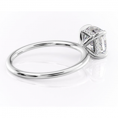 Inel de logodnă Genevieve din aur Alb 14kt cu moissanite tăietură pernă – Solitar rafinată pentru profil înalt | Personalizează și configurează gratuit online [2]