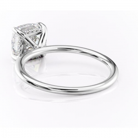 Inel de logodnă Genevieve din aur Alb 14kt cu moissanite tăietură pernă – Solitar rafinată pentru profil înalt | Personalizează și configurează gratuit online [3]
