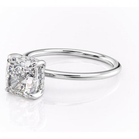 Inel de logodnă Genevieve din aur Alb 14kt cu moissanite tăietură pernă – Solitar rafinată pentru profil înalt | Personalizează și configurează gratuit online [6]