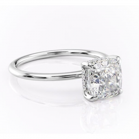 Pernă - Inel de logodnă Genevieve din aur Alb 14kt cu moissanite tăietură pernă – Solitar rafinată pentru profil înalt | Personalizează și configurează gratuit online