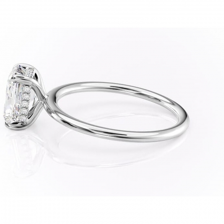 Inel de logodnă Genevieve din aur Alb 14kt cu moissanite tăietură radiantă – Solitar rafinată pentru profil înalt | Personalizează și configurează gratuit online [5]