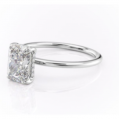 Inel de logodnă Genevieve din aur Alb 14kt cu moissanite tăietură radiantă – Solitar rafinată pentru profil înalt | Personalizează și configurează gratuit online [6]