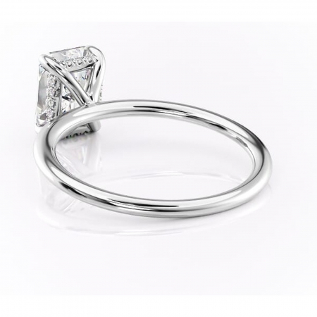 Inel de logodnă Genevieve din aur Alb 14kt cu moissanite tăietură radiantă – Solitar rafinată pentru profil înalt | Personalizează și configurează gratuit online [3]