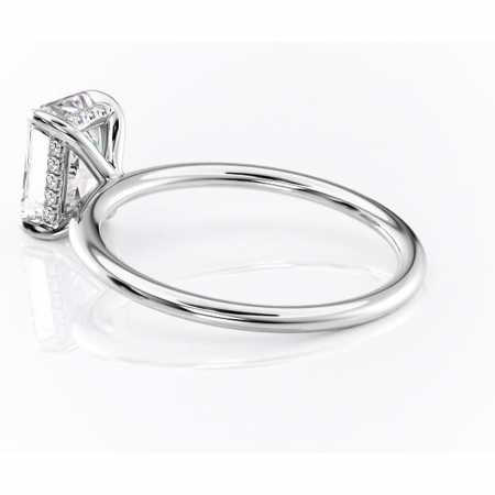 Inel de logodnă Genevieve din aur Alb 14kt cu moissanite tăietură radiantă – Solitar rafinată pentru profil înalt | Personalizează și configurează gratuit online [4]