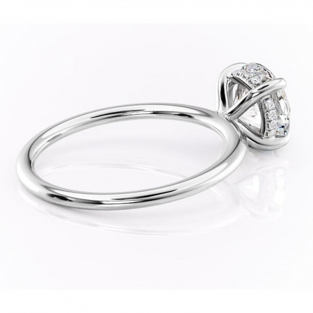 Inel de logodnă Genevieve din aur Alb 14kt cu moissanite tăietură rotundă – Solitar rafinată pentru profil înalt | Personalizează și configurează gratuit online [2]