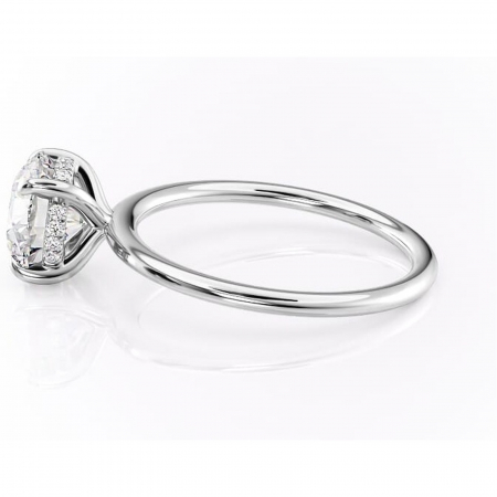 Inel de logodnă Genevieve din aur Alb 14kt cu moissanite tăietură rotundă – Solitar rafinată pentru profil înalt | Personalizează și configurează gratuit online [5]