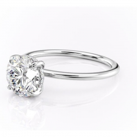 Inel de logodnă Genevieve din aur Alb 14kt cu moissanite tăietură rotundă – Solitar rafinată pentru profil înalt | Personalizează și configurează gratuit online [6]