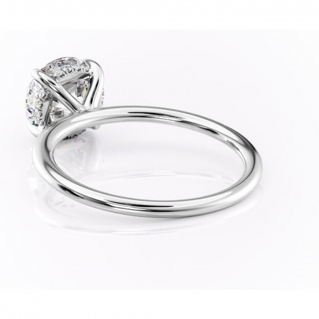 Inel de logodnă Genevieve din aur Alb 14kt cu moissanite tăietură rotundă – Solitar rafinată pentru profil înalt | Personalizează și configurează gratuit online [3]
