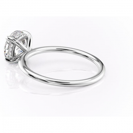 Inel de logodnă Genevieve din aur Alb 14kt cu moissanite tăietură rotundă – Solitar rafinată pentru profil înalt | Personalizează și configurează gratuit online [4]