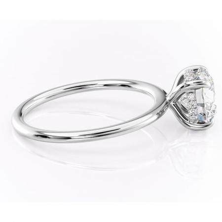 Inel de logodnă Genevieve din aur Alb 14kt cu moissanite tăietură rotundă – Solitar rafinată pentru profil înalt | Personalizează și configurează gratuit online [1]