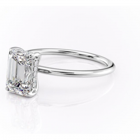 Inel de logodnă Genevieve din aur Alb 14kt cu moissanite tăietură smarald – Solitar rafinată pentru profil înalt | Personalizează și configurează gratuit online [6]