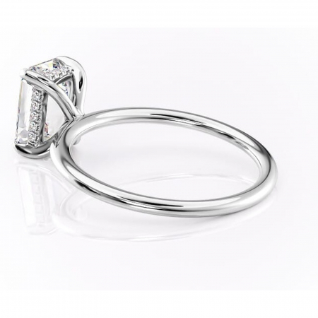 Inel de logodnă Genevieve din aur Alb 14kt cu moissanite tăietură smarald – Solitar rafinată pentru profil înalt | Personalizează și configurează gratuit online [4]