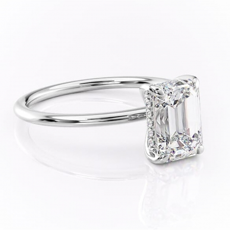 Alege forma Moissanit - Inel de logodnă Genevieve din aur Alb 14kt cu moissanite tăietură smarald – Solitar rafinată pentru profil înalt | Personalizează și configurează gratuit online