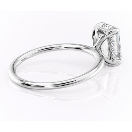 Inel de logodnă Genevieve din aur Alb 14kt cu moissanite tăietură smarald – Solitar rafinată pentru profil înalt | Personalizează și configurează gratuit online [2]