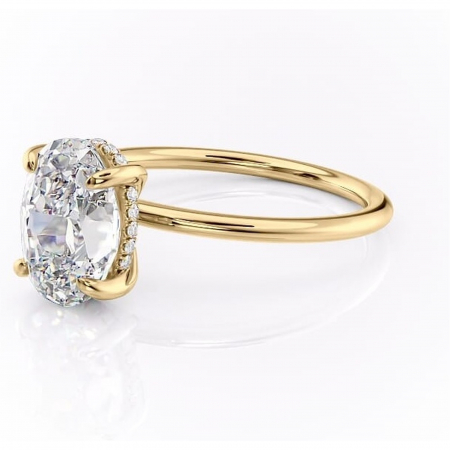 Inel de logodnă Genevieve din aur Galben 14kt cu moissanite tăietură ovală – Solitar rafinată pentru profil înalt | Personalizează și configurează gratuit online [6]