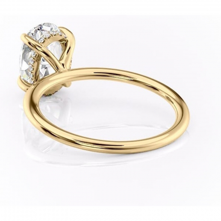 Inel de logodnă Genevieve din aur Galben 14kt cu moissanite tăietură ovală – Solitar rafinată pentru profil înalt | Personalizează și configurează gratuit online [3]