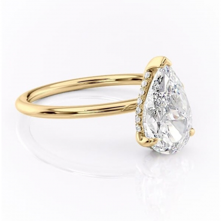 Aur galben - Inel de logodnă Genevieve din aur Galben 18kt cu moissanite tăietură pară – Solitar rafinată pentru profil înalt | Personalizează și configurează gratuit online
