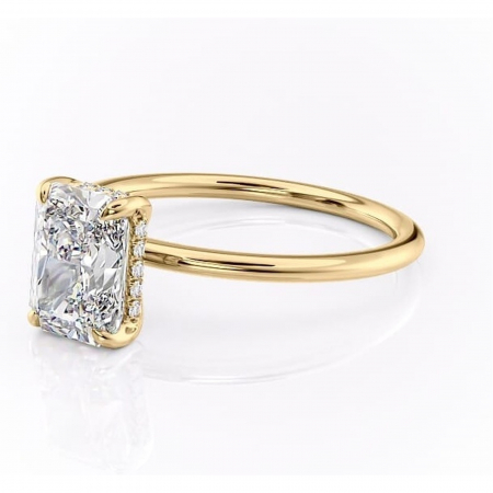 Inel de logodnă Genevieve din aur Galben 14kt cu moissanite tăietură radiantă – Solitar rafinată pentru profil înalt | Personalizează și configurează gratuit online [6]