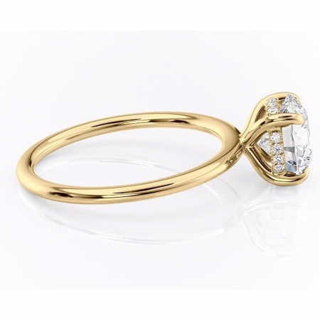 Inel de logodnă Genevieve din aur Galben 14kt cu moissanite tăietură rotundă – Solitar rafinată pentru profil înalt | Personalizează și configurează gratuit online [1]