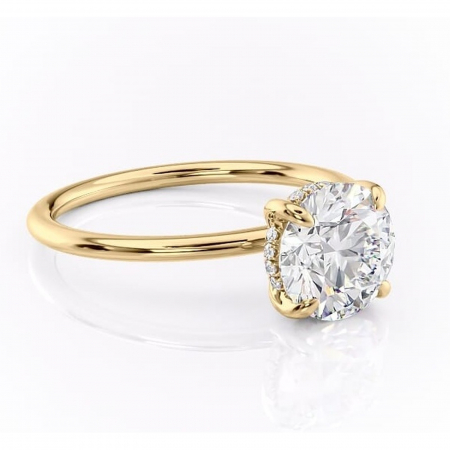 Aur galben - Inel de logodnă Genevieve din aur Galben 14kt cu moissanite tăietură rotundă – Solitar rafinată pentru profil înalt | Personalizează și configurează gratuit online