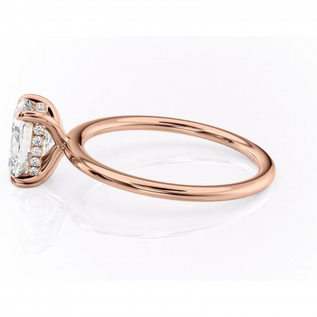 Inel de logodnă Genevieve din aur Rose 14kt cu moissanite tăietură pernă – Solitar rafinată pentru profil înalt | Personalizează și configurează gratuit online [5]