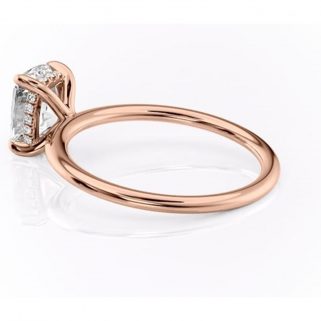 Inel de logodnă Genevieve din aur Rose 14kt cu moissanite tăietură pernă – Solitar rafinată pentru profil înalt | Personalizează și configurează gratuit online [4]