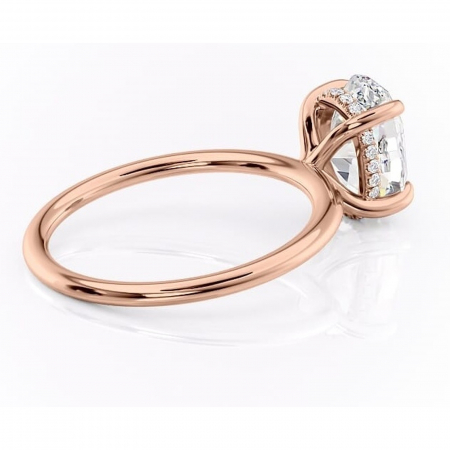 Inel de logodnă Genevieve din aur Rose 18kt cu moissanite tăietură ovală – Solitar rafinată pentru profil înalt | Personalizează și configurează gratuit online [2]