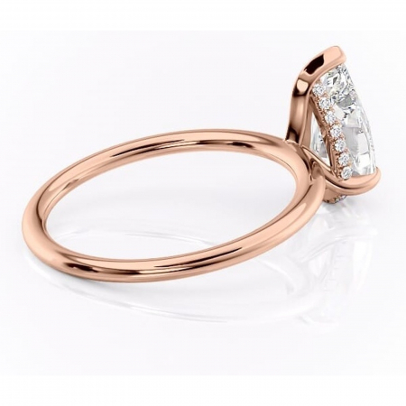 Inel de logodnă Genevieve din aur Rose 18kt cu moissanite tăietură pară – Solitar rafinată pentru profil înalt | Personalizează și configurează gratuit online [2]
