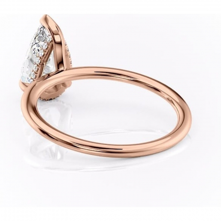Inel de logodnă Genevieve din aur Rose 18kt cu moissanite tăietură pară – Solitar rafinată pentru profil înalt | Personalizează și configurează gratuit online [3]