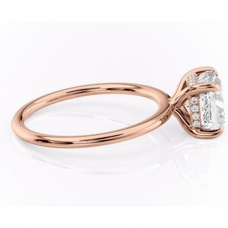 Inel de logodnă Genevieve din aur Rose 18kt cu moissanite tăietură pernă – Solitar rafinată pentru profil înalt | Personalizează și configurează gratuit online [1]
