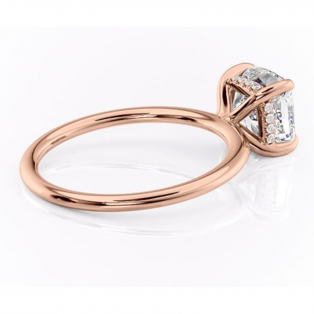 Inel de logodnă Genevieve din aur Rose 18kt cu moissanite tăietură pernă – Solitar rafinată pentru profil înalt | Personalizează și configurează gratuit online [2]