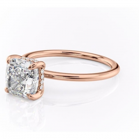 Inel de logodnă Genevieve din aur Rose 18kt cu moissanite tăietură pernă – Solitar rafinată pentru profil înalt | Personalizează și configurează gratuit online [6]