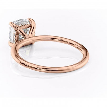 Inel de logodnă Genevieve din aur Rose 18kt cu moissanite tăietură pernă – Solitar rafinată pentru profil înalt | Personalizează și configurează gratuit online [3]