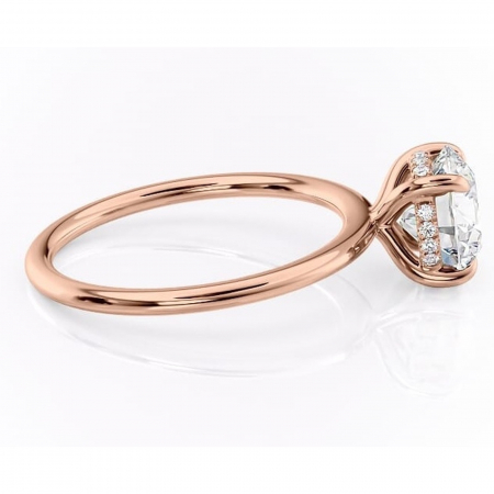 Inel de logodnă Genevieve din aur Rose 14kt cu moissanite tăietură rotundă – Solitar rafinată pentru profil înalt | Personalizează și configurează gratuit online [1]