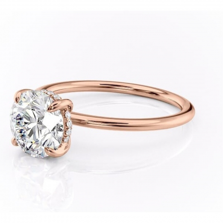 Inel de logodnă Genevieve din aur Rose 14kt cu moissanite tăietură rotundă – Solitar rafinată pentru profil înalt | Personalizează și configurează gratuit online [6]