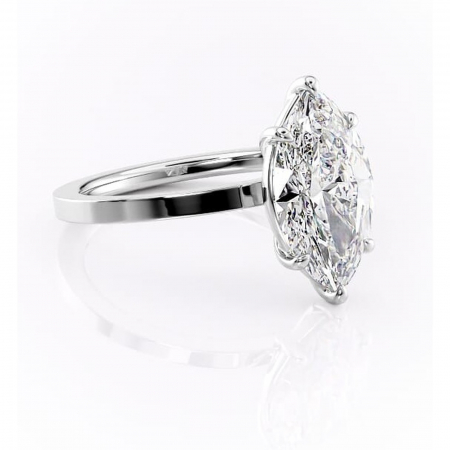 Marquise - Inel de logodnă Georgiana din aur Alb 14kt cu moissanite tăietură marquise – Profil pătrat rafinată pentru profil înalt | Personalizează și configurează gratuit online