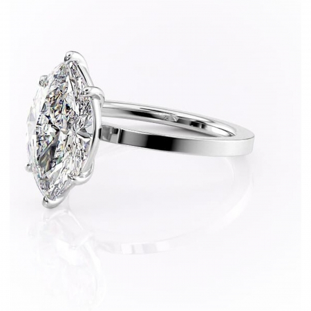 Inel de logodnă Georgiana din aur Alb 14kt cu moissanite tăietură marquise – Profil pătrat rafinată pentru profil înalt | Personalizează și configurează gratuit online [6]