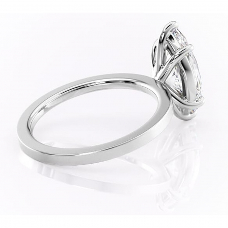 Inel de logodnă Georgiana din aur Alb 14kt cu moissanite tăietură marquise – Profil pătrat rafinată pentru profil înalt | Personalizează și configurează gratuit online [2]