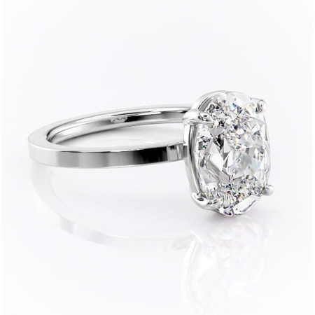 Ovală - Inel de logodnă Georgiana din aur Alb 14kt cu moissanite tăietură ovală – Profil pătrat rafinată pentru profil înalt | Personalizează și configurează gratuit online