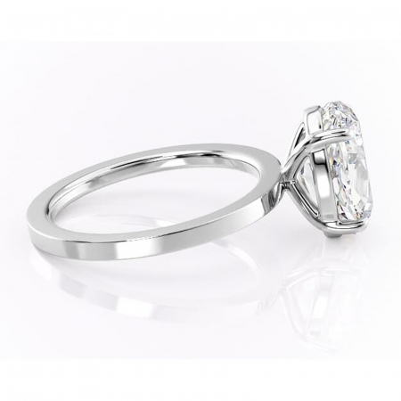 Inel de logodnă Georgiana din aur Alb 14kt cu moissanite tăietură ovală – Profil pătrat rafinată pentru profil înalt | Personalizează și configurează gratuit online [1]