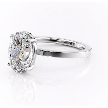 Inel de logodnă Georgiana din aur Alb 14kt cu moissanite tăietură ovală – Profil pătrat rafinată pentru profil înalt | Personalizează și configurează gratuit online [6]