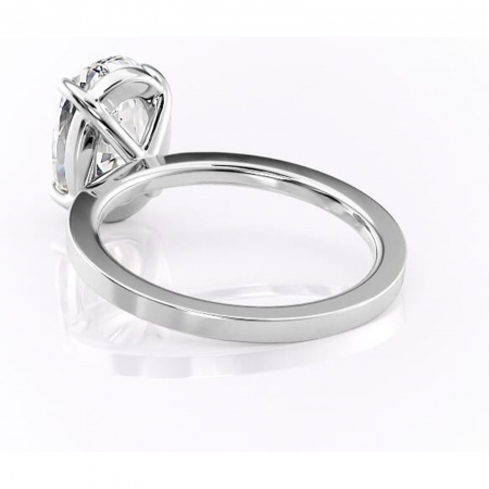 Inel de logodnă Georgiana din aur Alb 14kt cu moissanite tăietură ovală – Profil pătrat rafinată pentru profil înalt | Personalizează și configurează gratuit online [3]