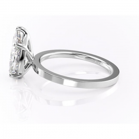 Inel de logodnă Georgiana din aur Alb 14kt cu moissanite tăietură pară – Profil pătrat rafinată pentru profil înalt | Personalizează și configurează gratuit online [5]