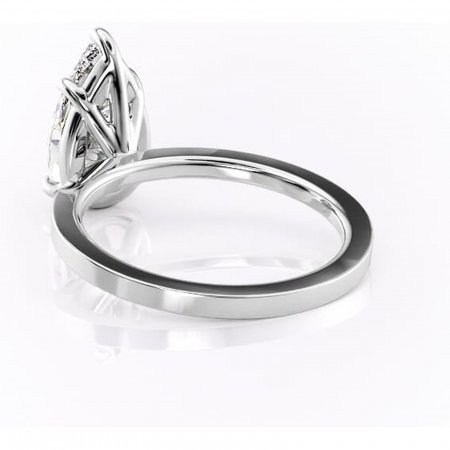 Inel de logodnă Georgiana din aur Alb 14kt cu moissanite tăietură pară – Profil pătrat rafinată pentru profil înalt | Personalizează și configurează gratuit online [3]