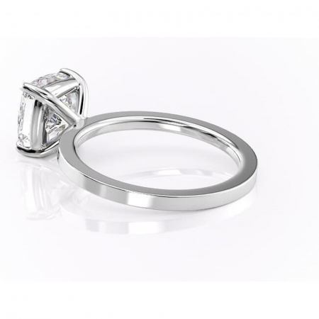 Inel de logodnă Georgiana din aur Alb 14kt cu moissanite tăietură pernă – Profil pătrat rafinată pentru profil înalt | Personalizează și configurează gratuit online [4]