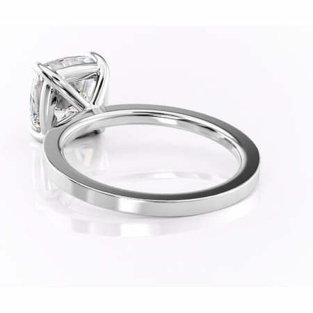 Inel de logodnă Georgiana din aur Alb 14kt cu moissanite tăietură pernă – Profil pătrat rafinată pentru profil înalt | Personalizează și configurează gratuit online [3]