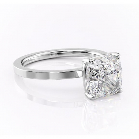 Pernă - Inel de logodnă Georgiana din aur Alb 14kt cu moissanite tăietură pernă – Profil pătrat rafinată pentru profil înalt | Personalizează și configurează gratuit online